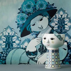 BJØRN WIINBLAD Bjørn Wiinblad Eva Vase 18,5cm Blå New