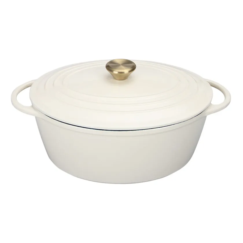 CHRISTIANIA 1739 Støpejern Oval Støpejernsgryte 5L Krem Sale