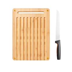 FISKARS Functional Form Skjærebrett Bambus med Brødkniv Clearance