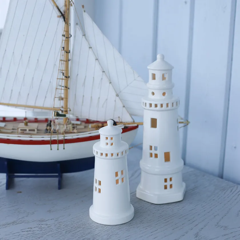 PORSGRUNDS PORSELÆNSFABRIK Fyrtårn Lykt 25 cm – Porsgrund Porselen | Maritim stemning med LED Hot