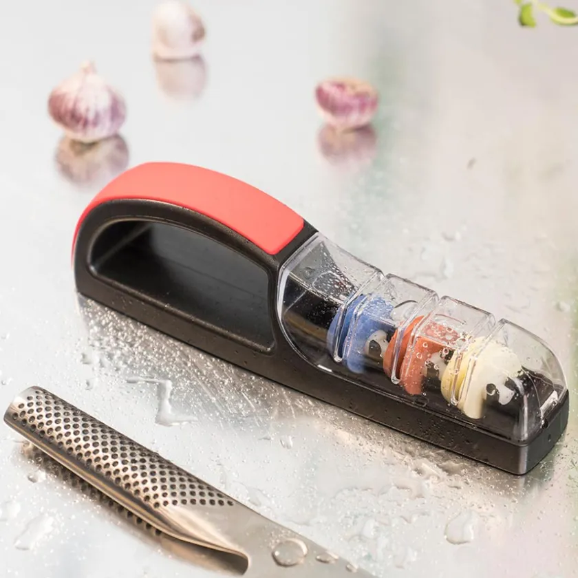 GLOBAL MinoSharp Knivsliper med 3 Hjul Rød/Svart Discount