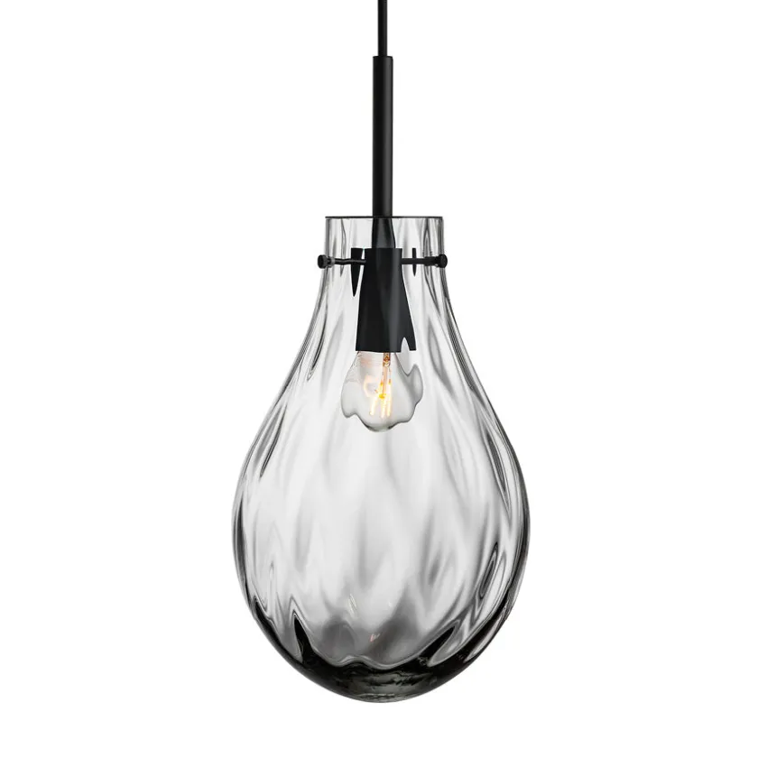 HADELAND GLASSVERK Dråpe Dobbeltoptikk Pendellampe Lys Røkgrå Clearance