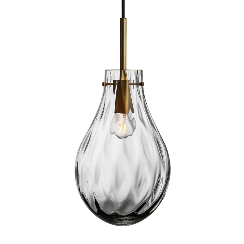 HADELAND GLASSVERK Dråpe Dobbeltoptikk Pendellampe Lys Røkgrå Clearance