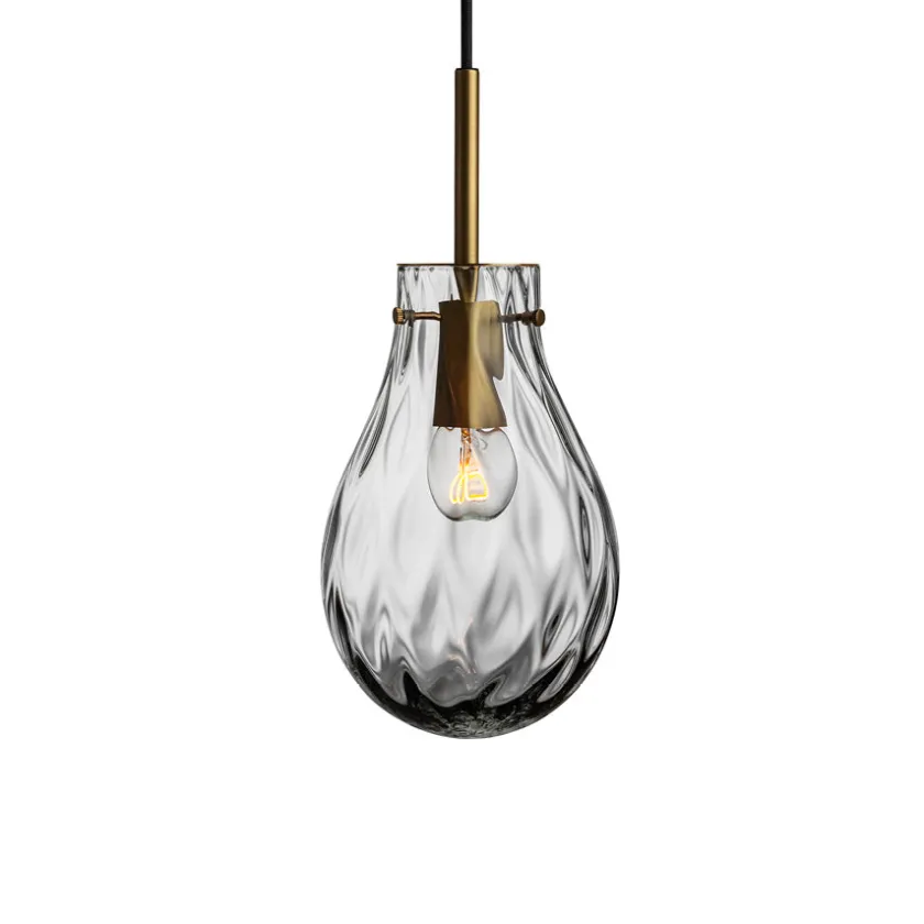 HADELAND GLASSVERK Dråpe Dobbeltoptikk Pendellampe Lys Røkgrå Clearance