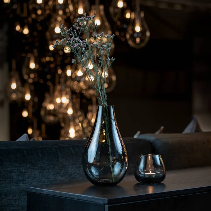 HADELAND GLASSVERK Dråpe Lyslykt Røkgrå New