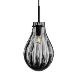 HADELAND GLASSVERK Dråpe Pendellampe Dobbeltoptikk Røkgrå Best