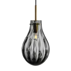 HADELAND GLASSVERK Dråpe Pendellampe Dobbeltoptikk Røkgrå Best