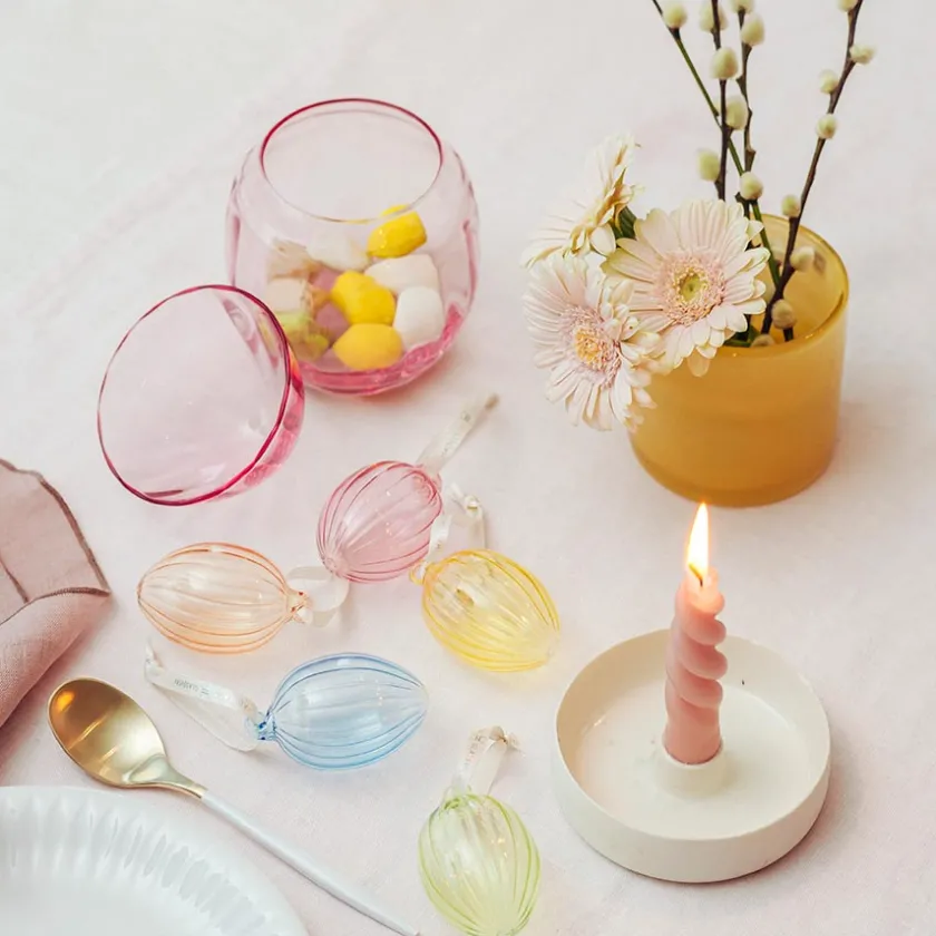 HADELAND GLASSVERK Glassegg m/Lokk Rosa 15cm Best