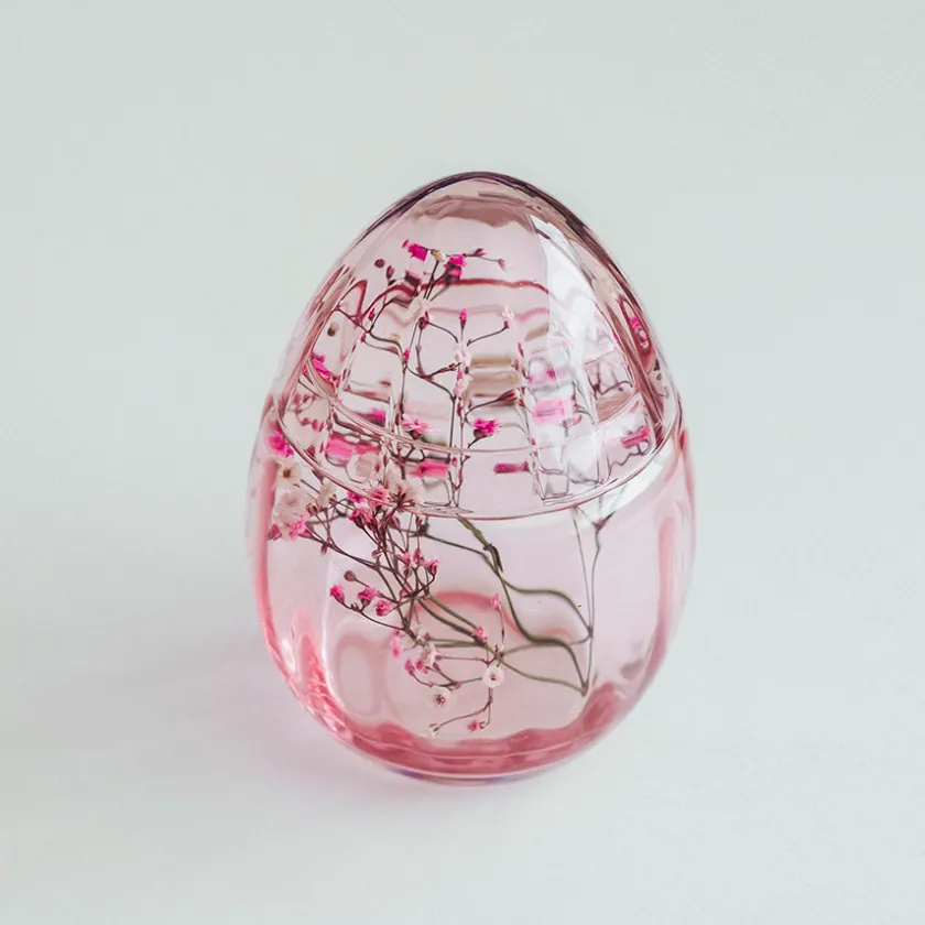 HADELAND GLASSVERK Glassegg m/Lokk Rosa 15cm Best