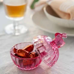 HADELAND GLASSVERK Glasskål m/Lokk Hare Rosa 12,5cm Hot