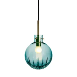 HADELAND GLASSVERK Krystallkule Taklampe Stor Stjerne Blågrønn Hot