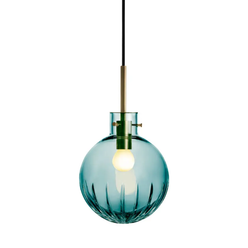 HADELAND GLASSVERK Krystallkule Taklampe Stor Stjerne Blågrønn Hot