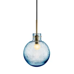 HADELAND GLASSVERK Krystallkule Taklampe Soda Stålblå Clearance