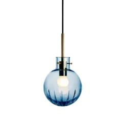 HADELAND GLASSVERK Krystallkule Taklampe Stor Stjerne Stålblå