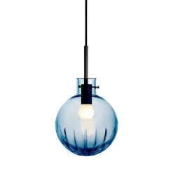 HADELAND GLASSVERK Krystallkule Taklampe Stor Stjerne Stålblå