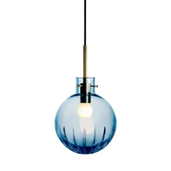 HADELAND GLASSVERK Krystallkule Taklampe Stor Stjerne Stålblå