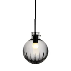 HADELAND GLASSVERK Krystallkule Taklampe Stor Stjerne Røkgrå Hot