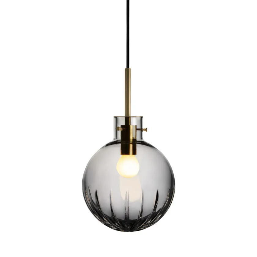 HADELAND GLASSVERK Krystallkule Taklampe Stor Stjerne Røkgrå Hot