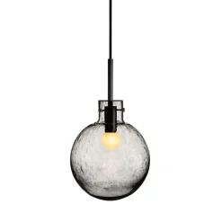 HADELAND GLASSVERK Krystallkule Taklampe Soda Røkgrå Clearance