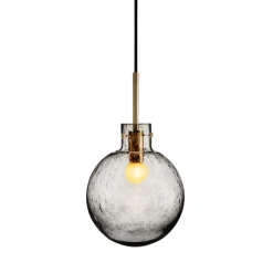 HADELAND GLASSVERK Krystallkule Taklampe Soda Røkgrå Clearance