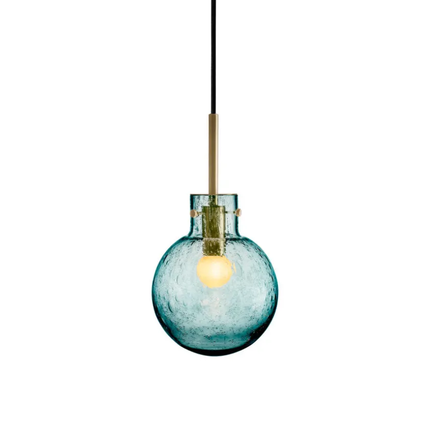 HADELAND GLASSVERK Krystallkule Taklampe Soda Blågrønn Outlet
