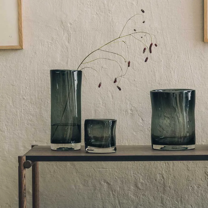 HADELAND GLASSVERK Sine Telysholder 12,5x10,5cm Røkgrå New