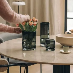 HADELAND GLASSVERK Sine Telysholder 12,5x10,5cm Røkgrå New