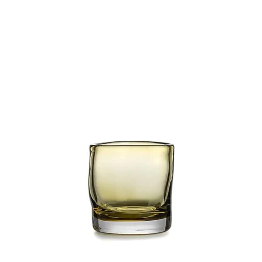 HADELAND GLASSVERK Sine Vase / Lyslykt 12,5 x10,5cm Oliven