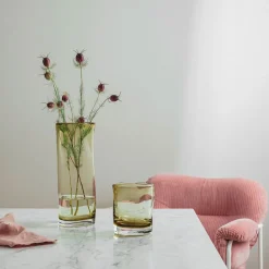 HADELAND GLASSVERK Sine Vase / Lyslykt 12,5 x10,5cm Oliven