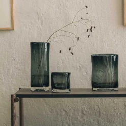 HADELAND GLASSVERK Sine Vase 29,5x11cm Røkgrå New