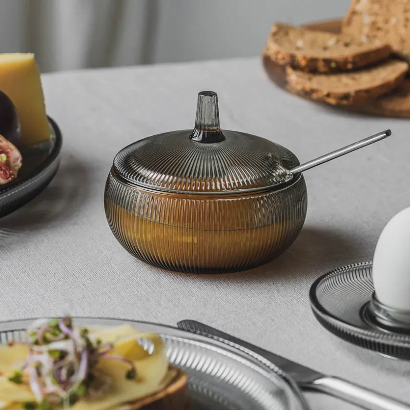 HADELAND GLASSVERK Siri Skål m/Lokk Røkgrå Best