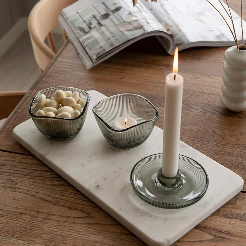 HADELAND GLASSVERK Siri Telysholder 2pk Røkgrå Outlet