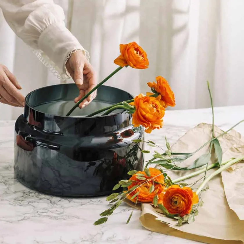 HADELAND GLASSVERK Tindre Vase/Lyslykt Røkgrå 17,8cm Online