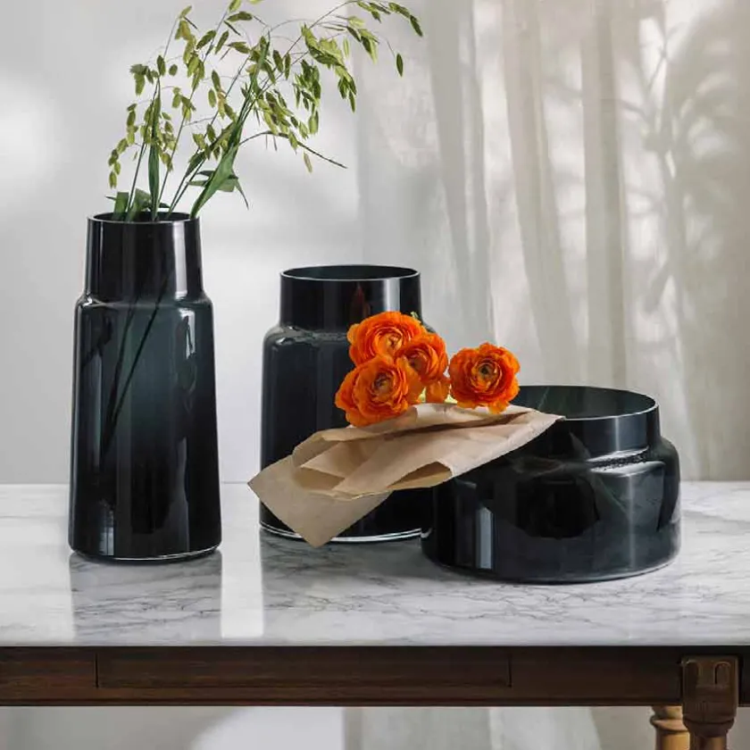 HADELAND GLASSVERK Tindre Vase/Lyslykt Røkgrå 17,8cm Online