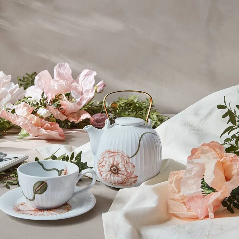 KÄHLER DESIGN Kähler Hammershøi Poppy Tekopp m/Skål 38cl Hvit m/Dekor Clearance