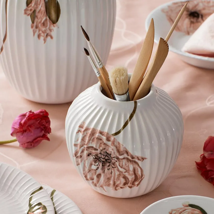 KÄHLER DESIGN Kähler Hammershøi Poppy Vase 13cm Hvit m/Dekor Online