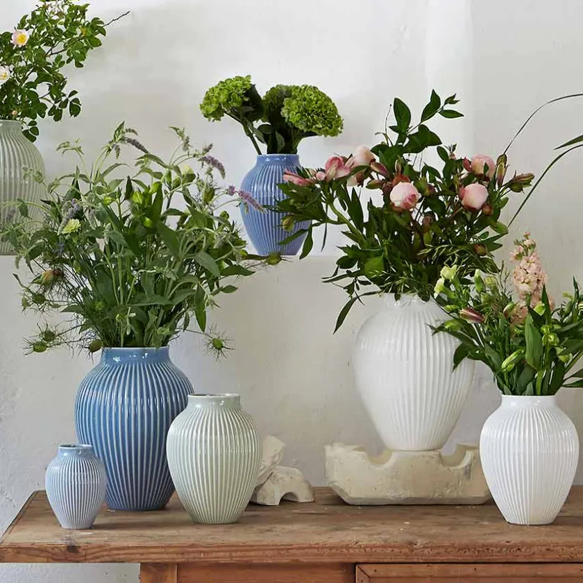 KNABSTRUP KERAMIK Vase 20cm Riflet Mint New