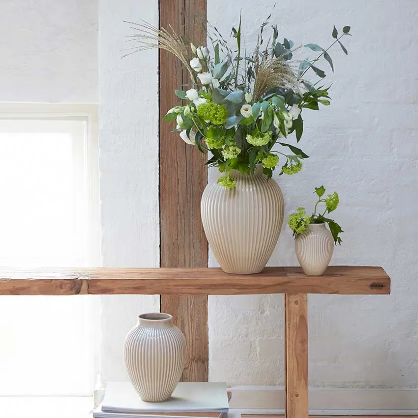 KNABSTRUP KERAMIK Vase 20cm Riflet Sand Outlet