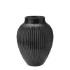 KNABSTRUP KERAMIK Vase 20cm Riflet Svart Hot