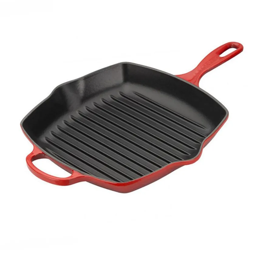 LE CREUSET Kvadratisk Grillpanne Støpejern 26cm Cerise Hot