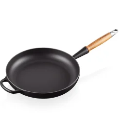 LE CREUSET Støpejernspanne med Trehåndtak 28cm Black Discount