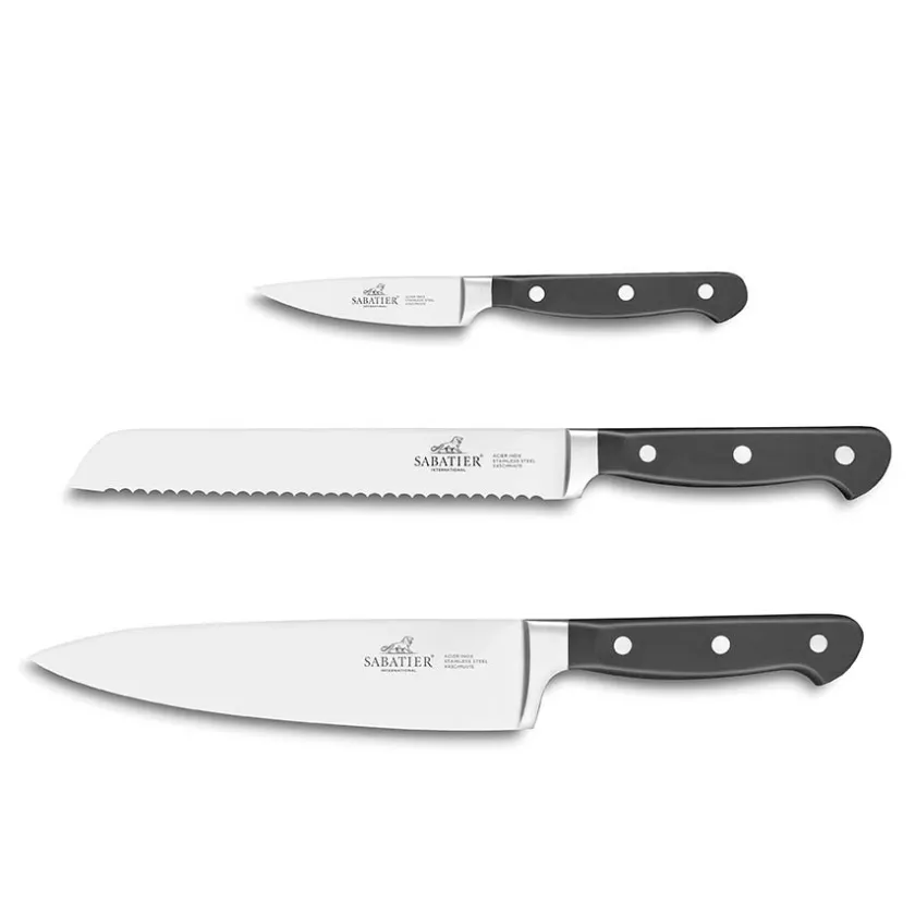 SABATIER Lion Pluton Knivsett 3 kniver stål/sort Discount
