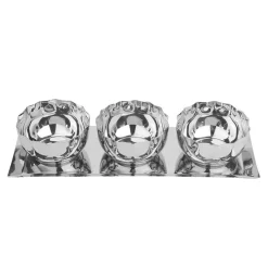 LØVE Løve Vinje Fat m/3 Skåler Rustfritt Stål 30cm Sølv Clearance