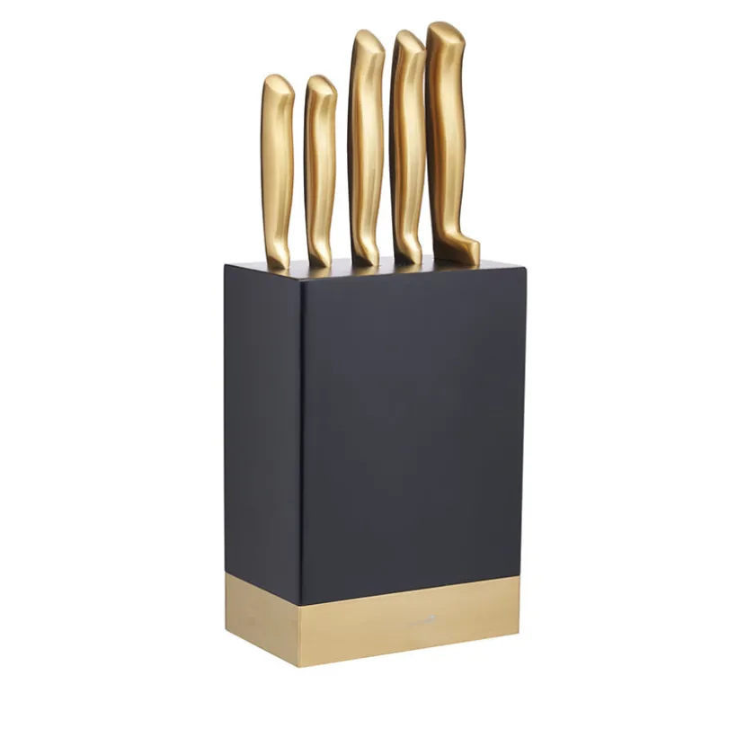 Lifetime Brands Europe ltd Masterclass Knivblokk med 5 Kniver Sort & Gull Clearance