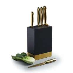 Lifetime Brands Europe ltd Masterclass Knivblokk med 5 Kniver Sort & Gull Clearance