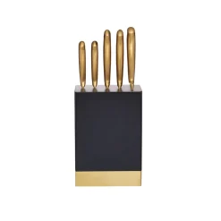 Lifetime Brands Europe ltd Masterclass Knivblokk med 5 Kniver Sort & Gull Clearance
