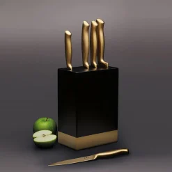 Lifetime Brands Europe ltd Masterclass Knivblokk med 5 Kniver Sort & Gull Clearance