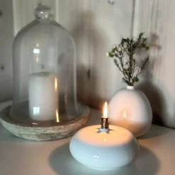 PORSGRUNDS PORSELÆNSFABRIK Nordic Living Oljelampe 13,5 x 7cm Hvit New