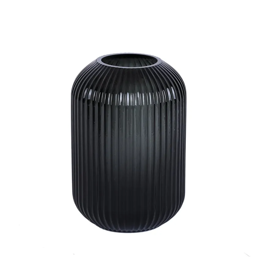 NOVA Edge Vase m/riller Sort 22cm Outlet