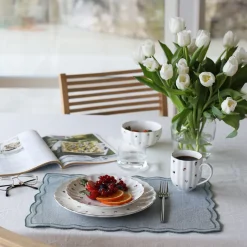 NOVA Lilly Asjett m/Blomster og Gullkant 21cm Hvit Best